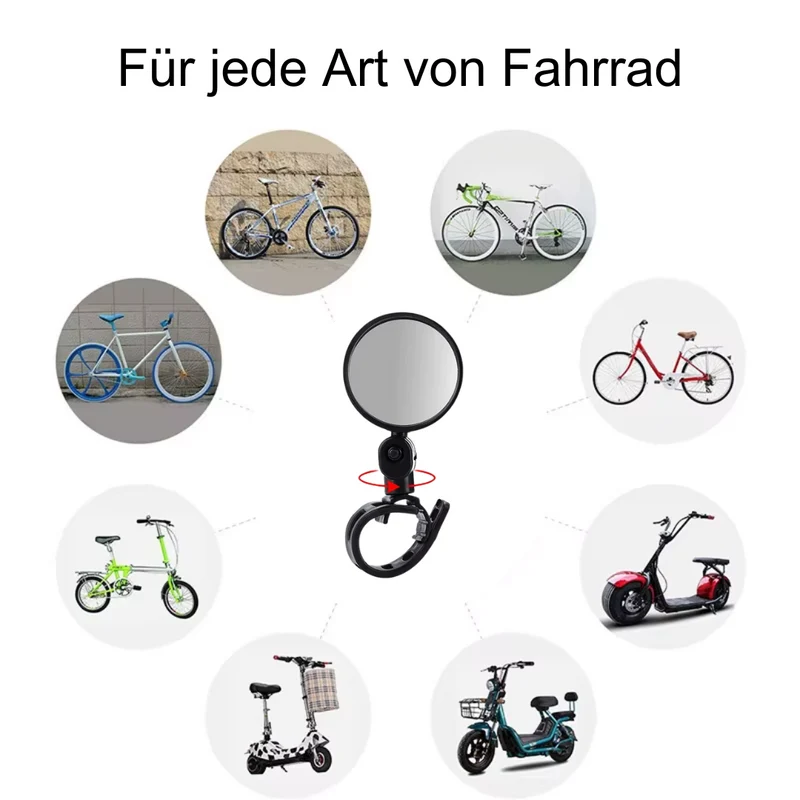 Fahrrad Rückspiegel 360° drehbar – Lenker Spiegel für E-Bike & Fahrrad