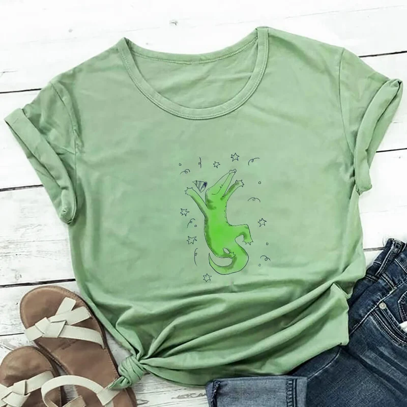 Kurzarm-T-Shirt mit Krokodilmuster in Übergröße