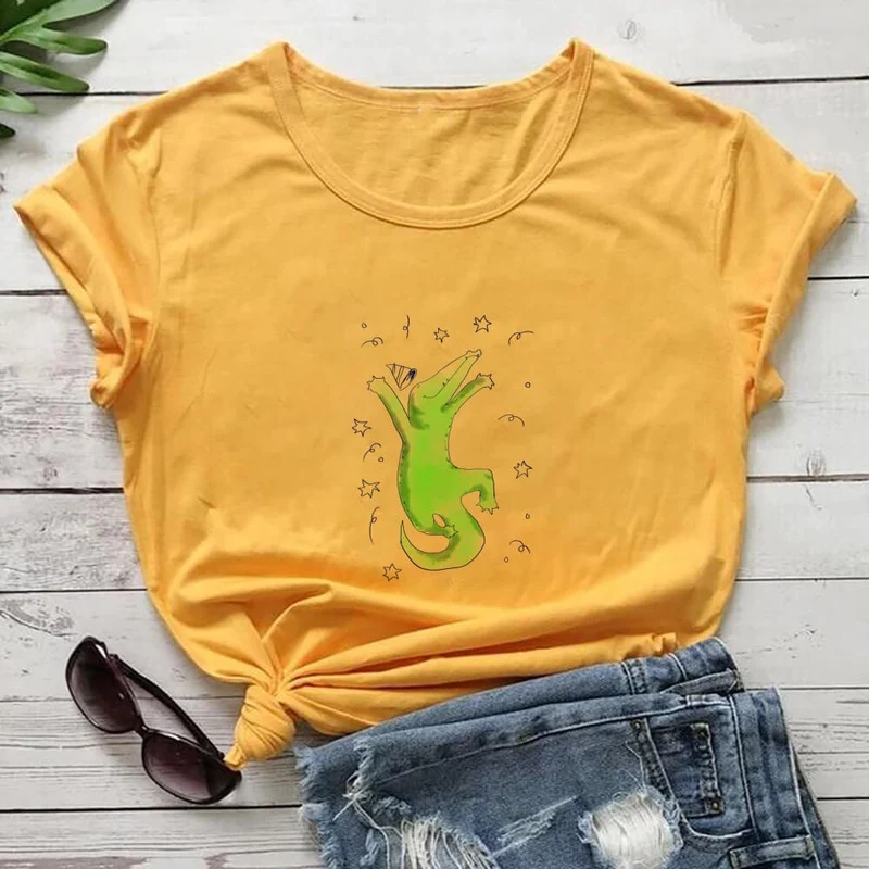 Kurzarm-T-Shirt mit Krokodilmuster in Übergröße