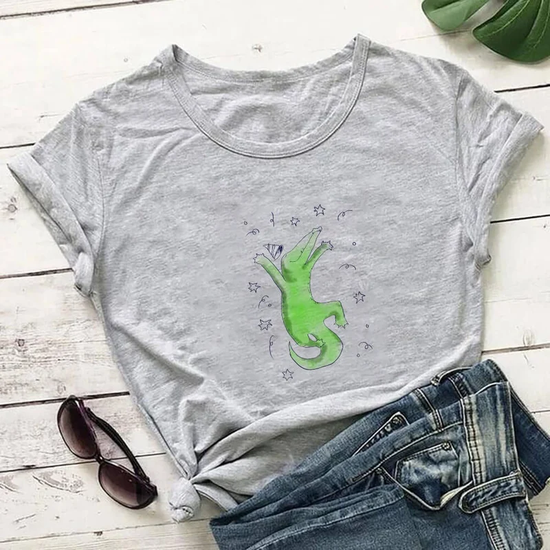 Kurzarm-T-Shirt mit Krokodilmuster in Übergröße