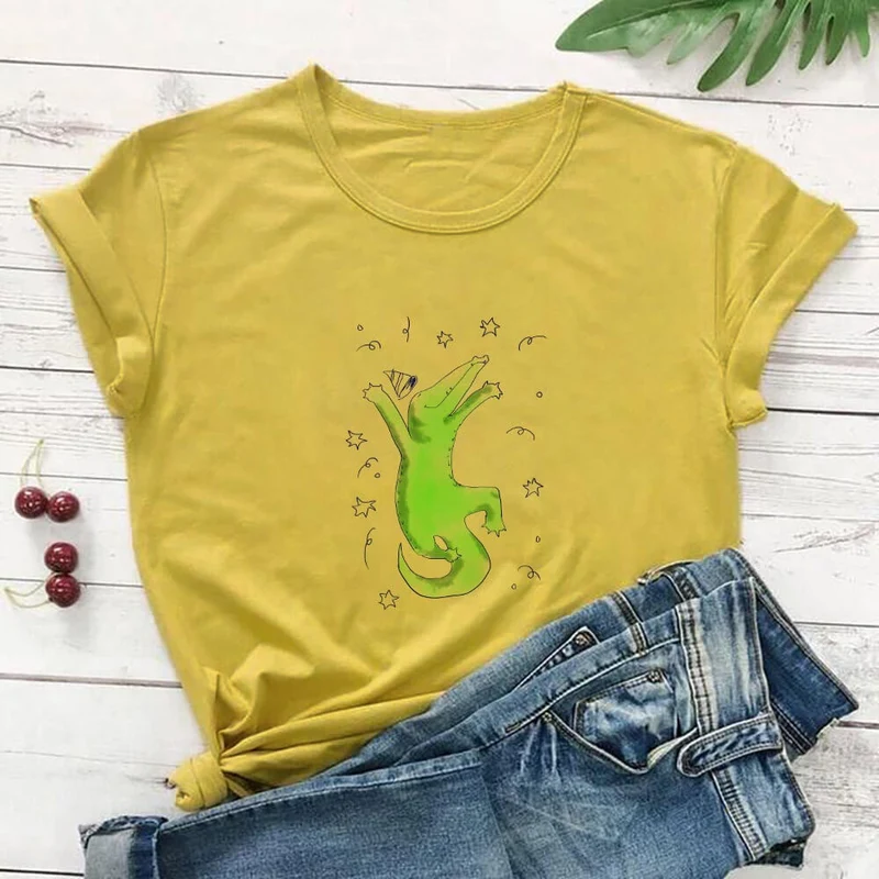 Kurzarm-T-Shirt mit Krokodilmuster in Übergröße