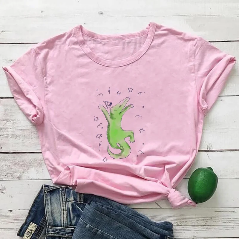 Kurzarm-T-Shirt mit Krokodilmuster in Übergröße