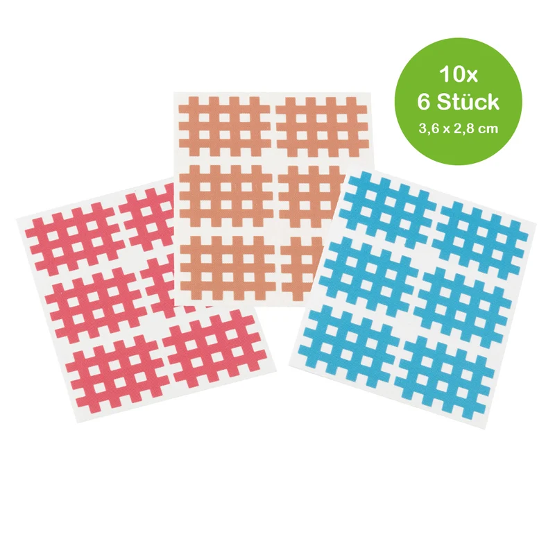 Medicalcorner24 Gittertapes – Cross Patches 3,6 x 2,8 cm, 10 Bögen à 6 Stück