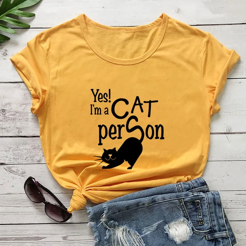 Plus Size Cat Person Letter Kurzarm-T-Shirt