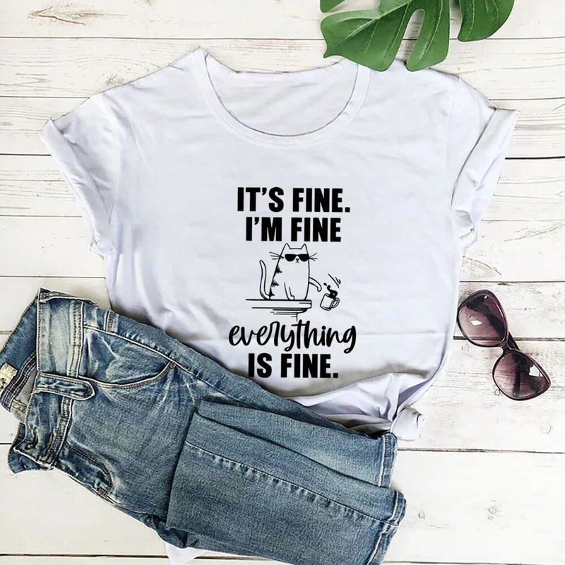 Plus Size Mischievous Cat Kurzarm-T-Shirt
