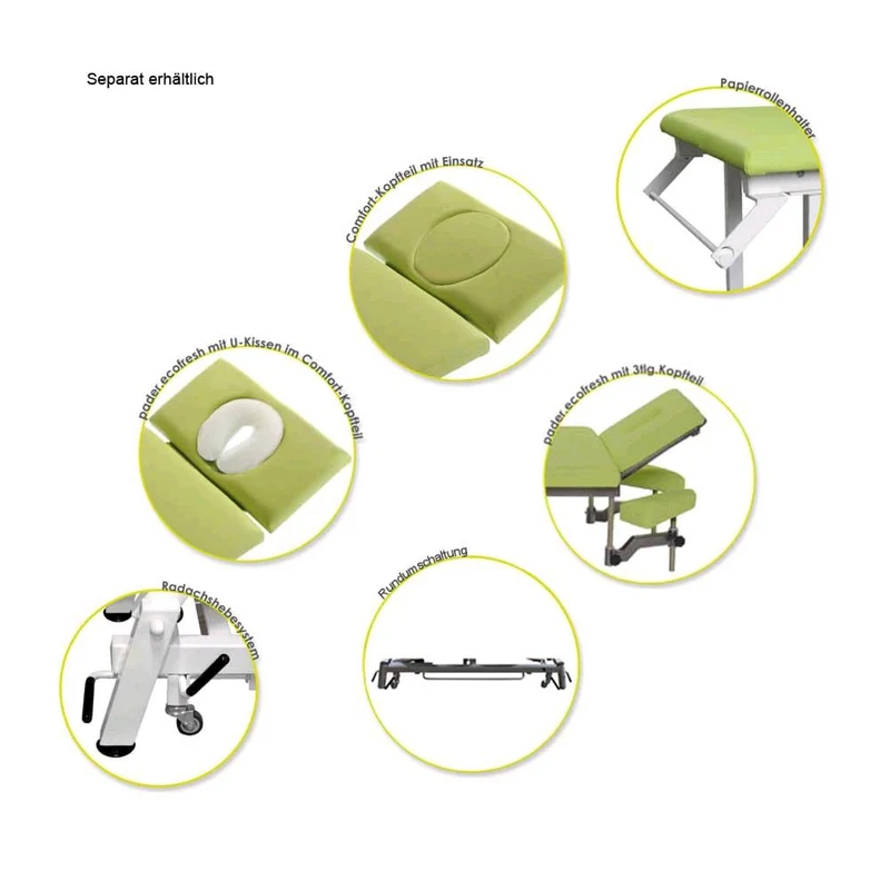 Pader Behandlungsliege eco fresh 2.0, elektrisch, Handschalter, Farben