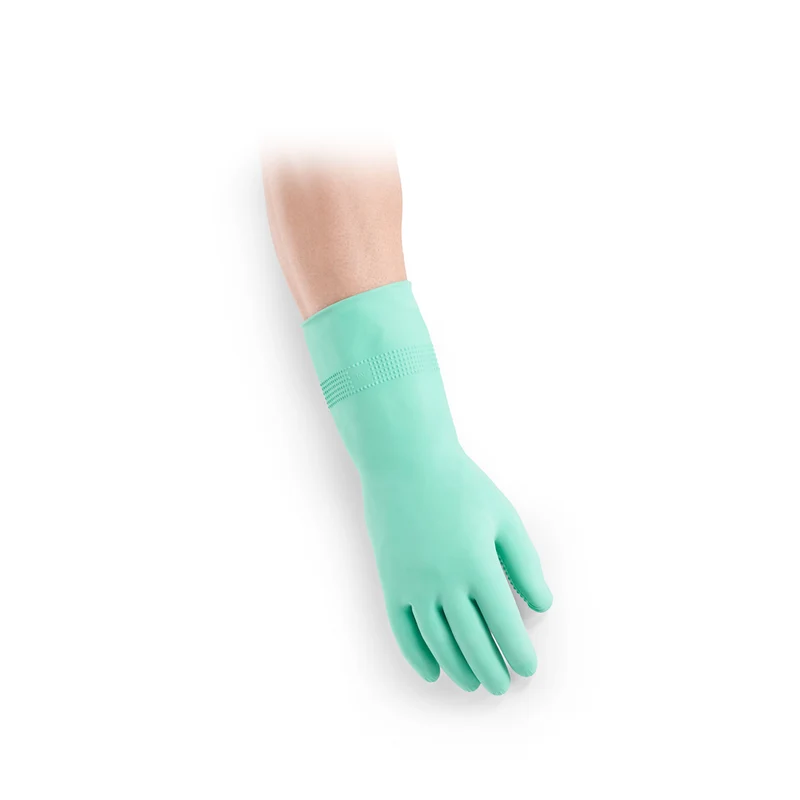 Behrend Noppenhandschuhe, Latex, Baumwollvelour, grün, S - L, 1 Paar