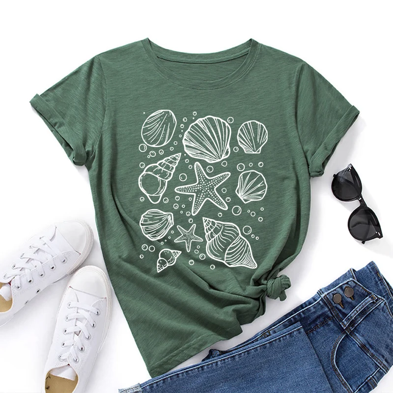 Plus-Size-T-Shirt mit Muschelmuster