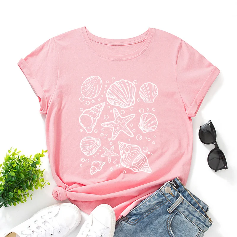 Plus-Size-T-Shirt mit Muschelmuster