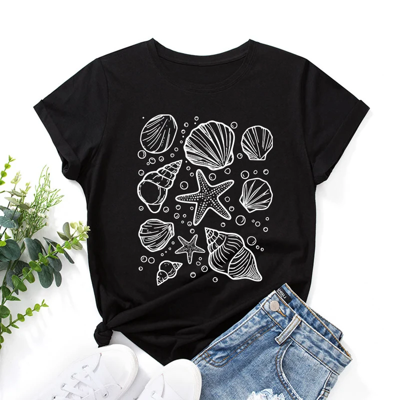 Plus-Size-T-Shirt mit Muschelmuster