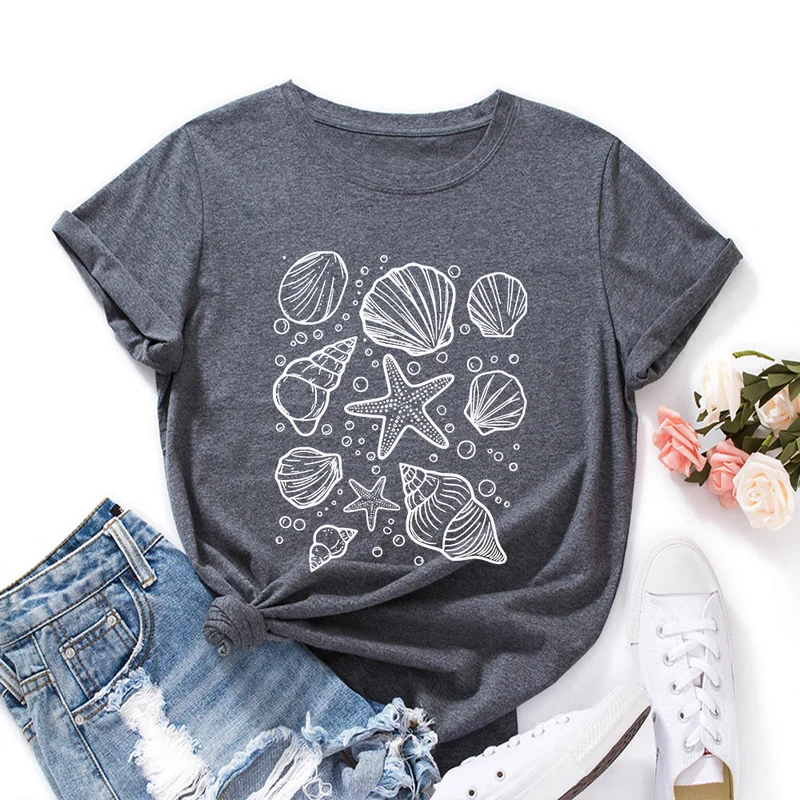 Plus-Size-T-Shirt mit Muschelmuster