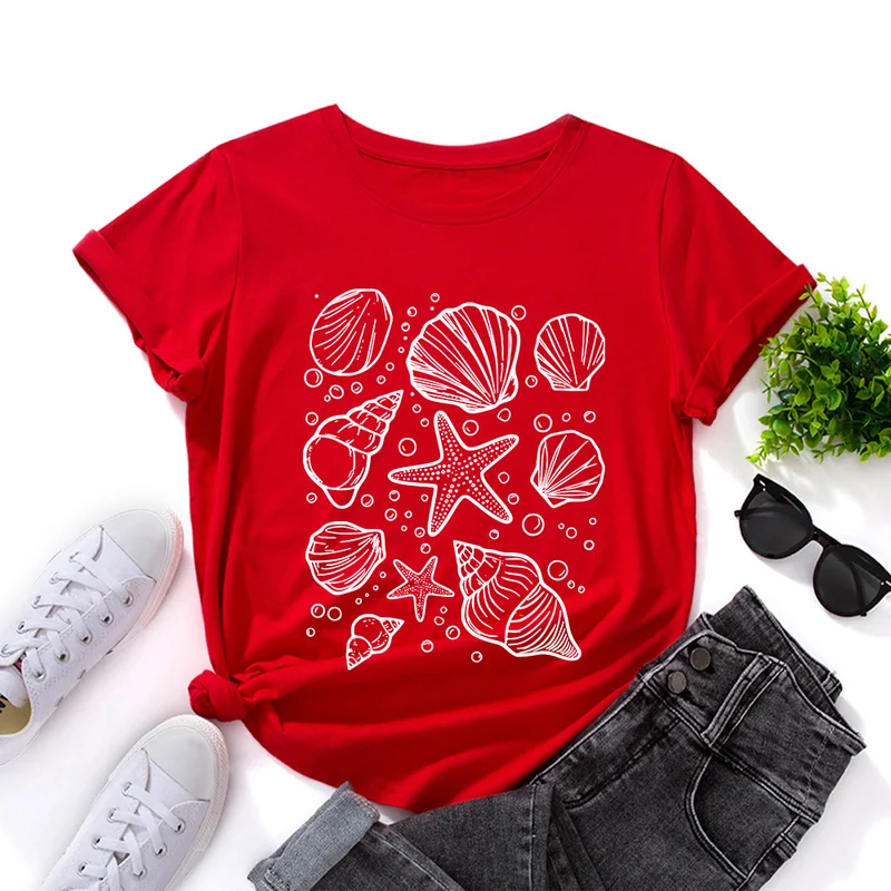 Plus-Size-T-Shirt mit Muschelmuster