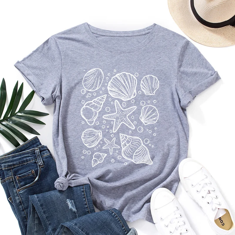Plus-Size-T-Shirt mit Muschelmuster