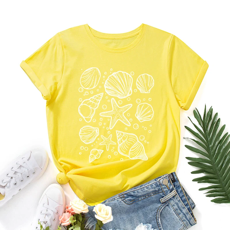 Plus-Size-T-Shirt mit Muschelmuster