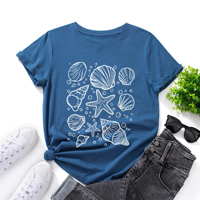 Plus-Size-T-Shirt mit Muschelmuster