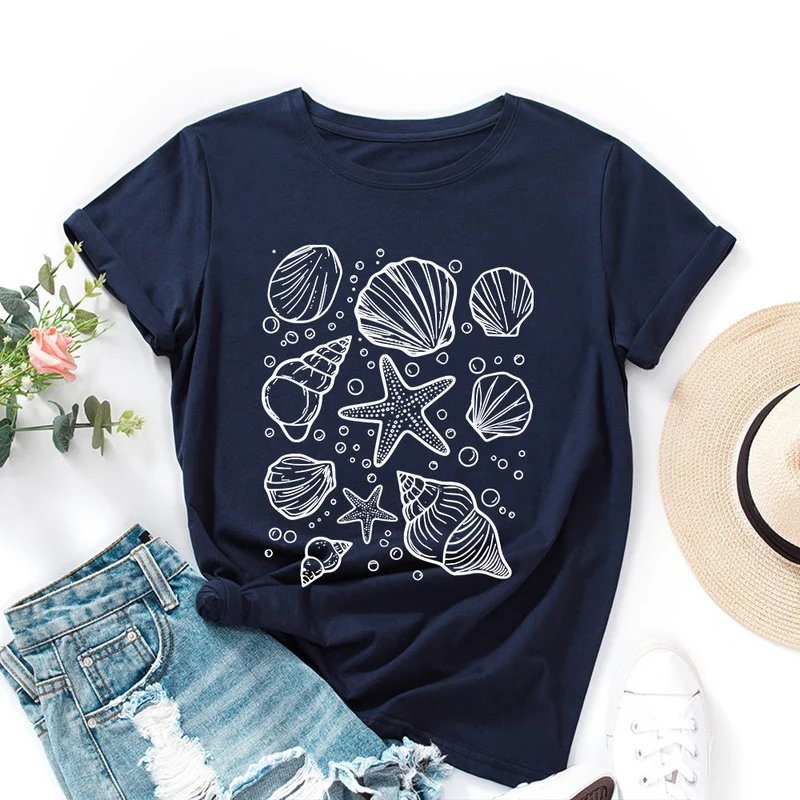 Plus-Size-T-Shirt mit Muschelmuster