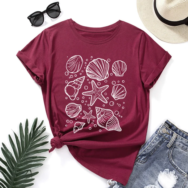 Plus-Size-T-Shirt mit Muschelmuster