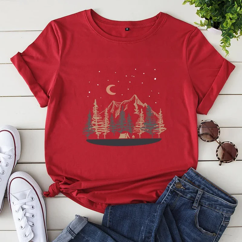 T-Shirt mit Landschaftsmotiv in Übergröße