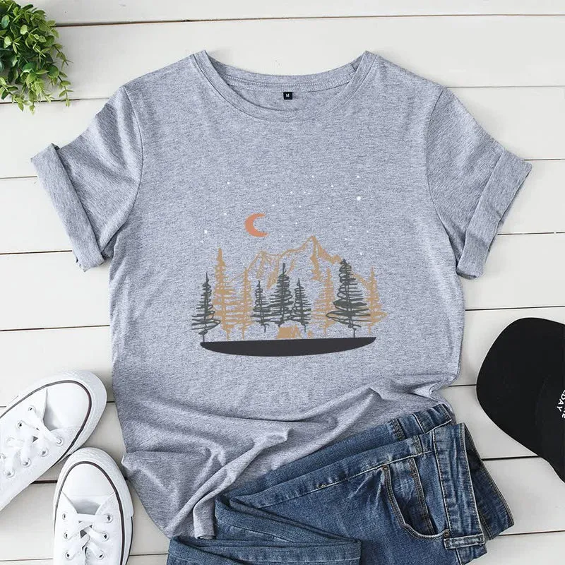T-Shirt mit Landschaftsmotiv in Übergröße