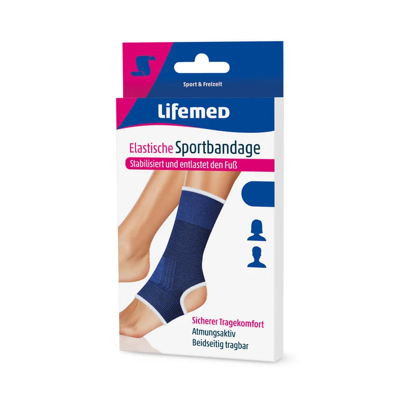 Fußgelenkschutz, Elastische Sportbandage, von Lifemed®, blau, Gr. S-XL