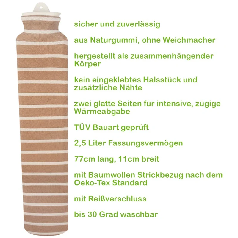 Sänger Wärmflasche LONGI mit Strickbezug, versch. Varianten