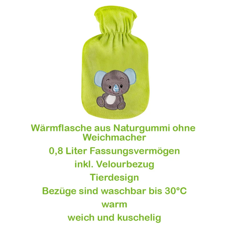 Sänger 0,8 Liter Wärmflasche mit Velourbezug