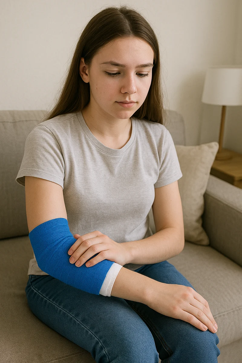 Medicalcorner24 Vliesbandage selbsthaftend blau 12 Rollen 7,5 cm × 4,5 m
