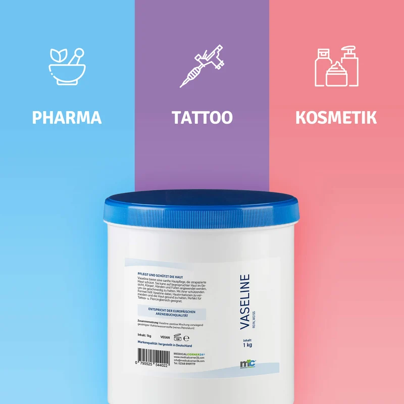 Vaseline, rein, weiß, für Tattoo- u. Piercingbereich, Hautpflege, 1 kg