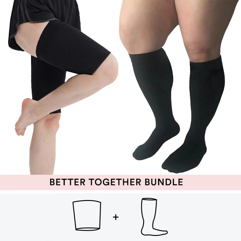 Bundle Übergrößen Oberschenkelstulpen + kniehohe Kompressionsstrümpfe