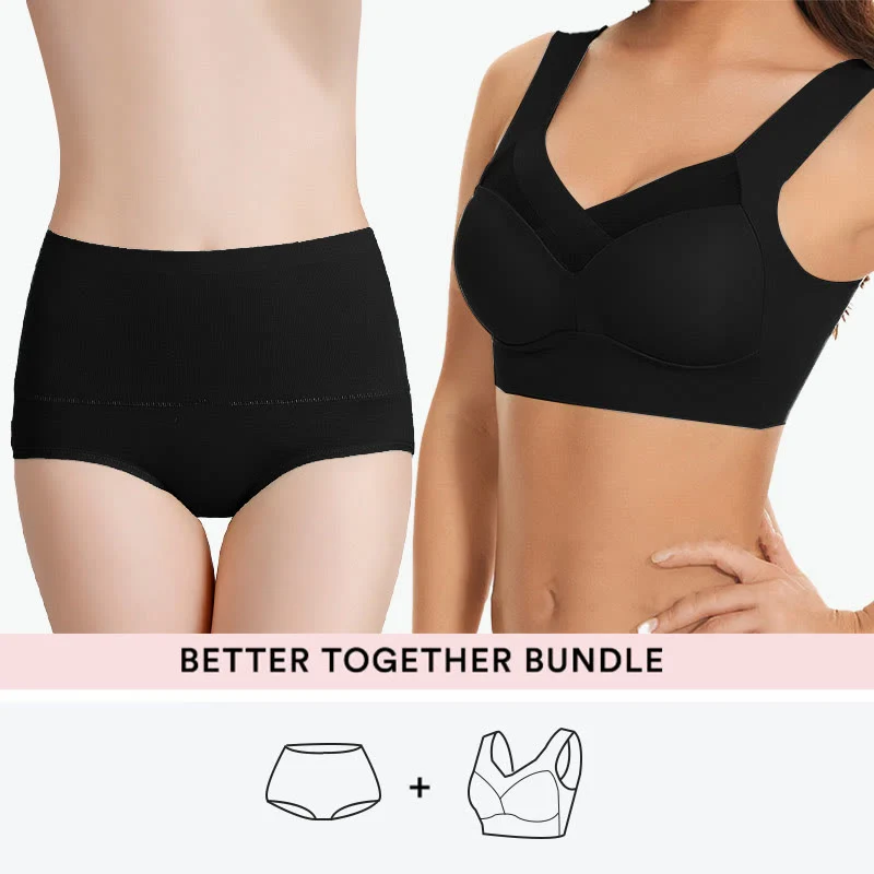 Set mit kabellosen BHs und hochgeschnittenem Slip