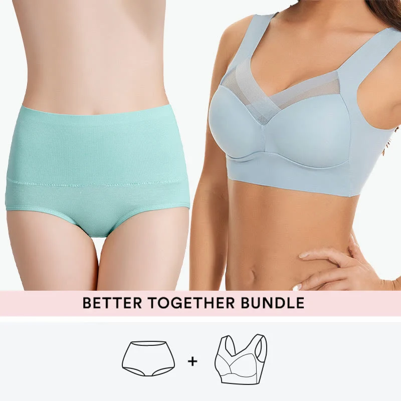 Set mit kabellosen BHs und hochgeschnittenem Slip