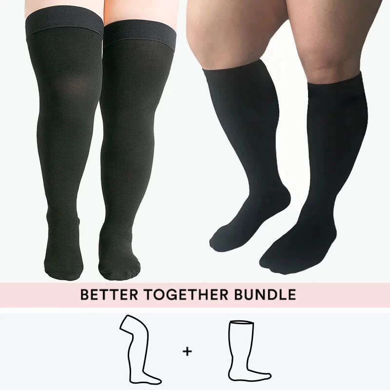 Bundle Übergröße Oberschenkelhohe + Kniehohe Kompressionsstrümpfe