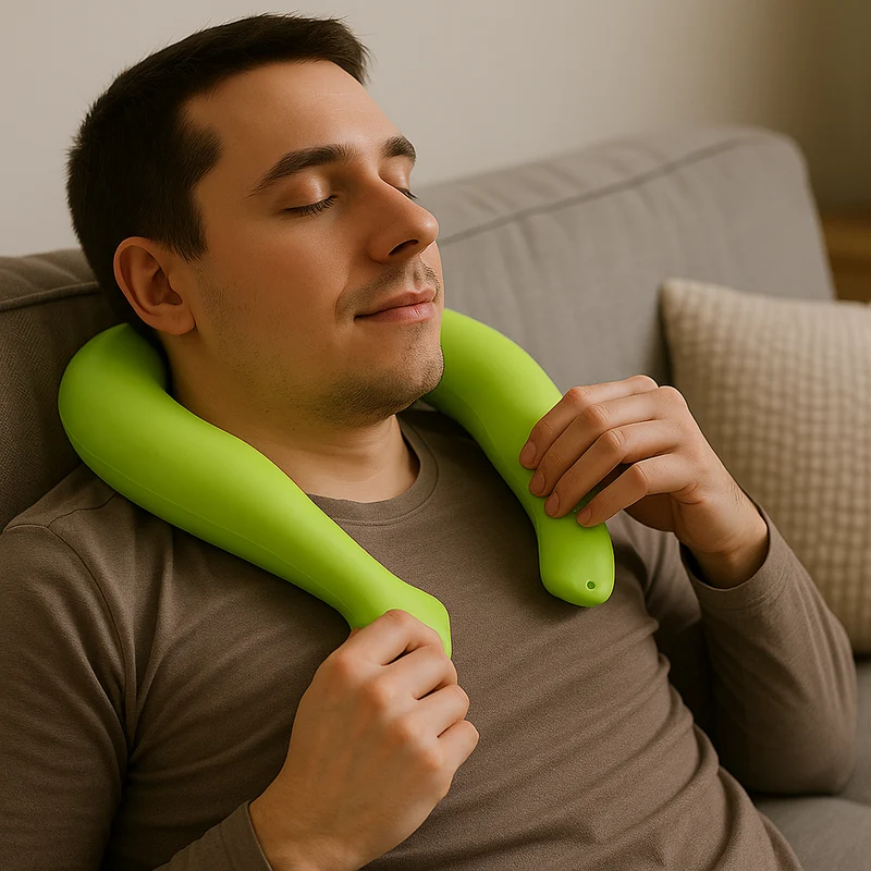 Sänger Ergonomische Nackenwärmflasche aus Naturgummi, grün