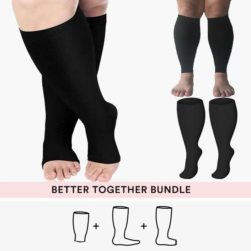 Bundle Plus Size Medizinische Kompressionsstrümpfe + Kompressionsärmel