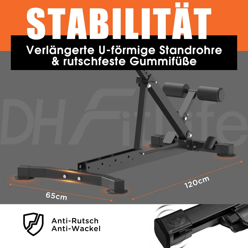 DH FitLife Rückenstrecker, 5-in-1 Hyperextension Rückentrainer bis 150 kg