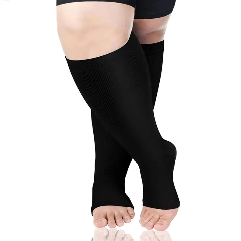 Bundle Übergröße Oberschenkelhohe + Kompressionsstrümpfe mit offener Spitze