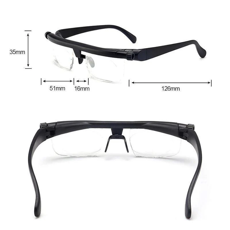Fokussierbare Lesebrille Unisex | Einstellbare Zoom-Linse | Schwarz