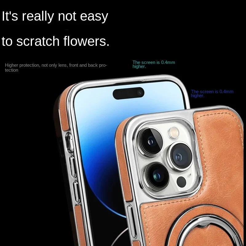 Luxuriöse Lederhülle mit integriertem, klappbarem Ring-Ständer für das iPhone