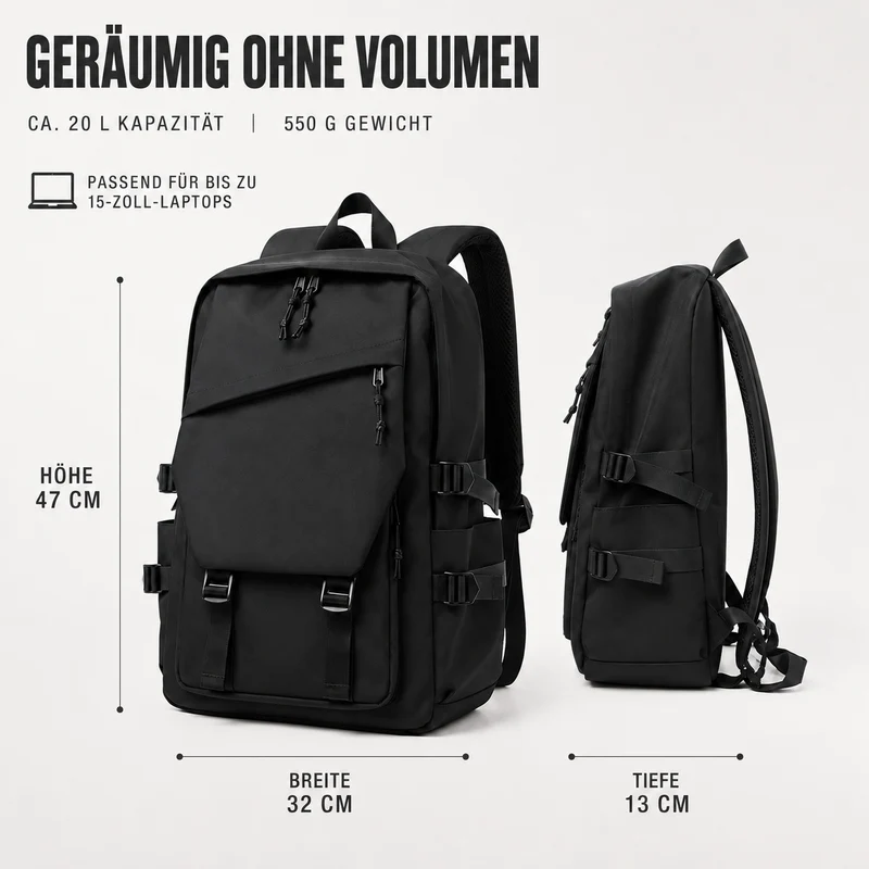 Camp Basel | Urbtrex Großvolumiger Rucksack in Unifarbe