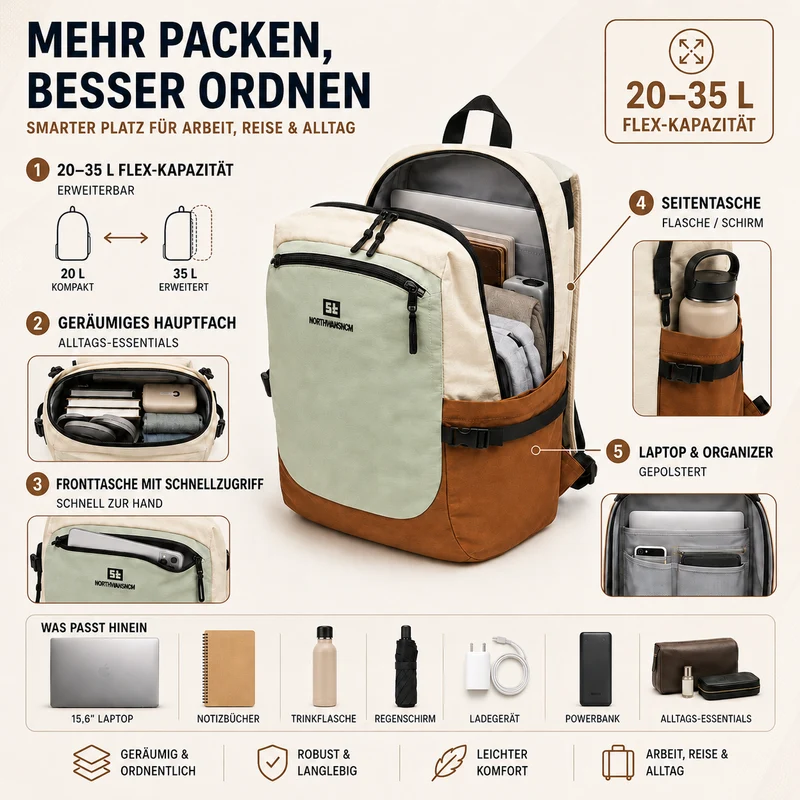 Camp Basel | Leichter Nylon-Tagesrucksack