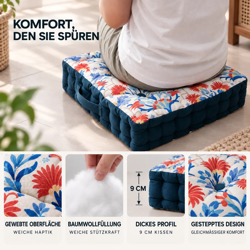 Camp Basel | Velviora Dickes quadratisches Sitzkissen