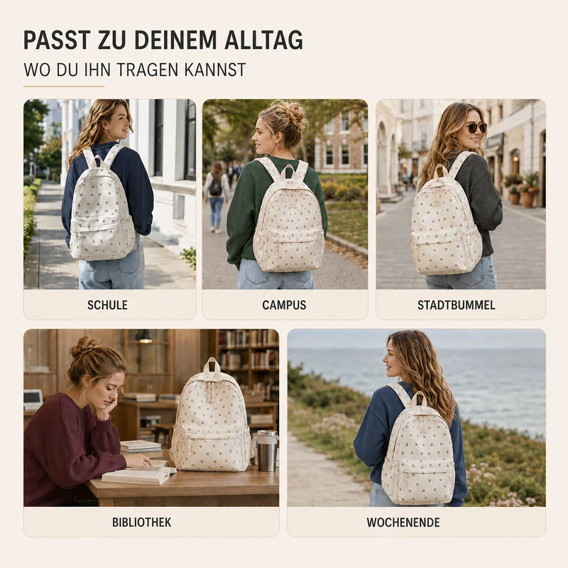 Camp Basel | FlorinaPack Nylon-Blumenmuster-Schulrucksack