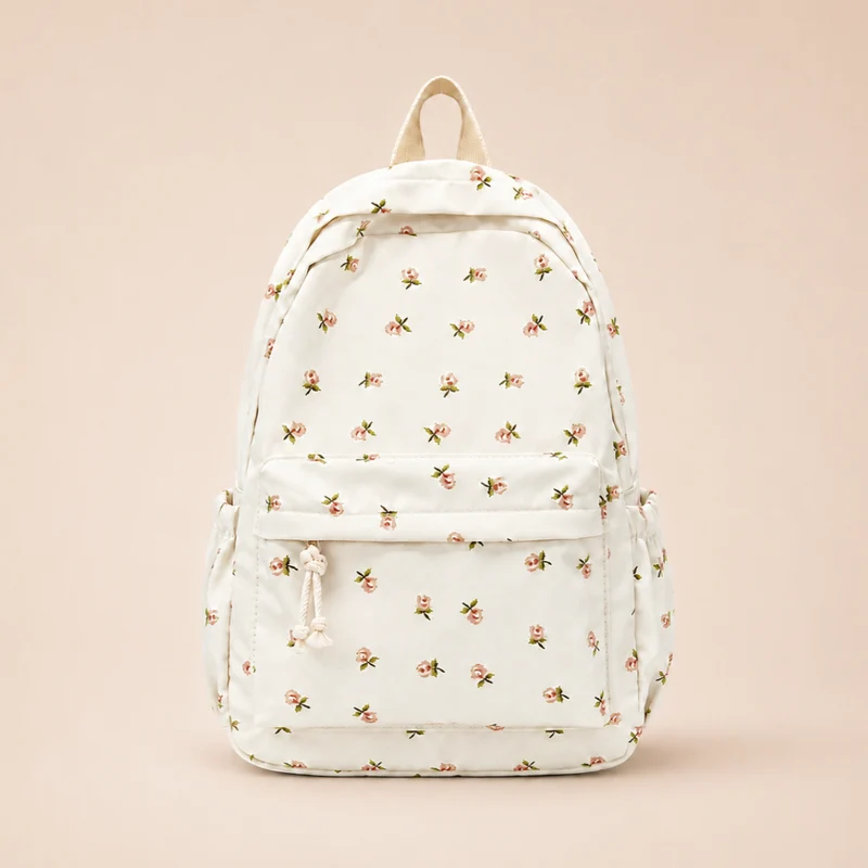 Camp Basel | FlorinaPack Nylon-Blumenmuster-Schulrucksack