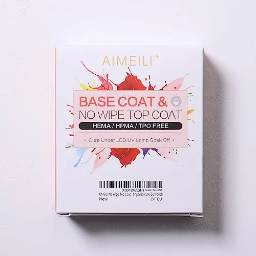 AIMEILI Base Coat Top Coat UV LED Gel Nagellack Gellack Unterlack & Überlack Set Nägel Maniküre Kit 2×10ml