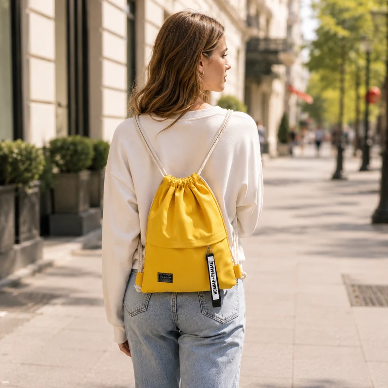 Camp Basel | Linenovo Weiches Leinen-Zugbeutel-Rucksack