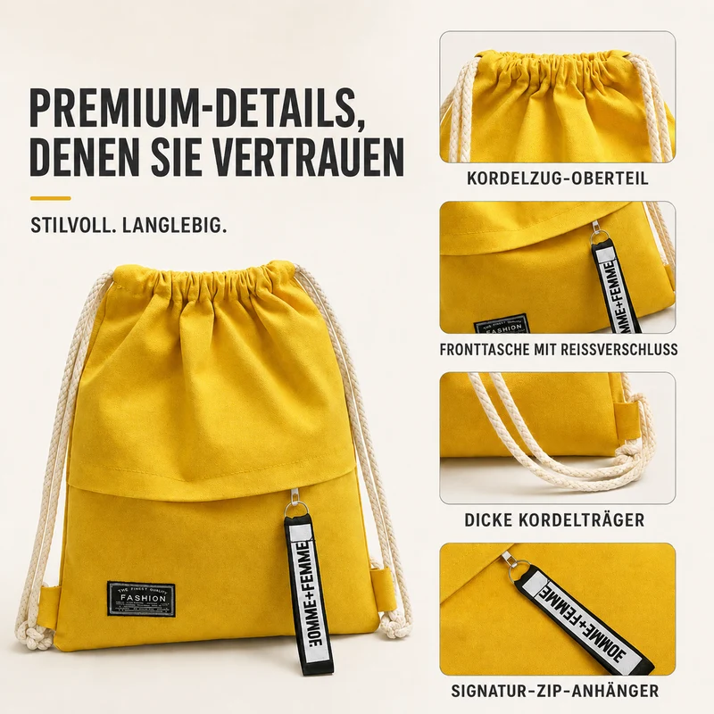 Camp Basel | Linenovo Weiches Leinen-Zugbeutel-Rucksack
