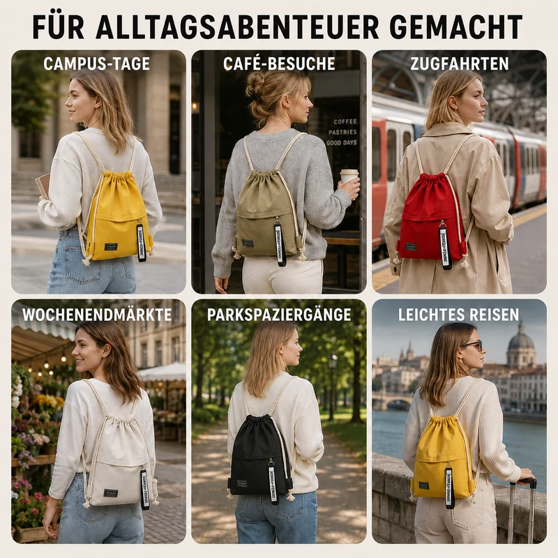 Camp Basel | Linenovo Weiches Leinen-Zugbeutel-Rucksack