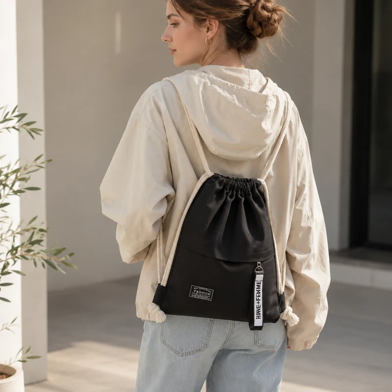 Camp Basel | Linenovo Weiches Leinen-Zugbeutel-Rucksack