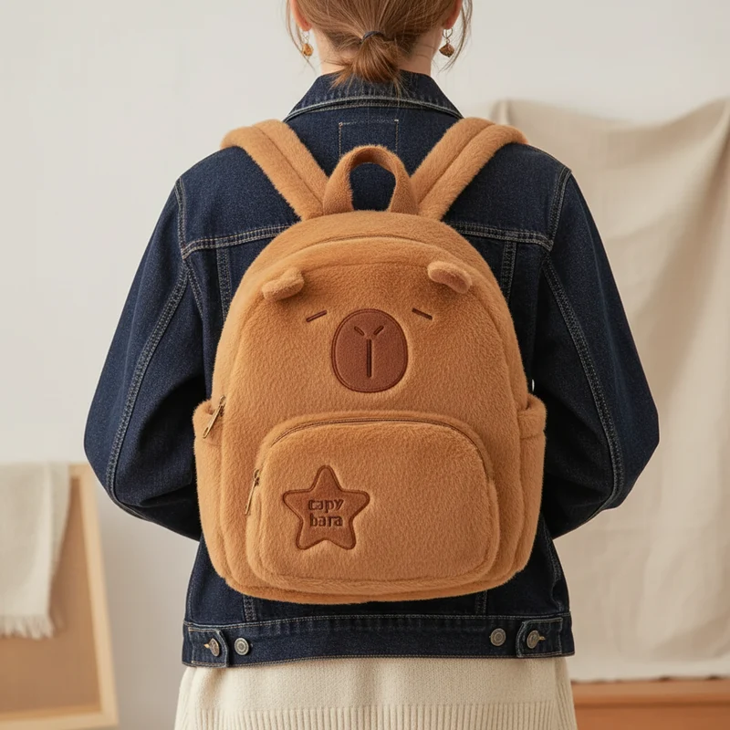 Camp Basel | Capyraffy Plüsch-Rucksack aus Kunstfell