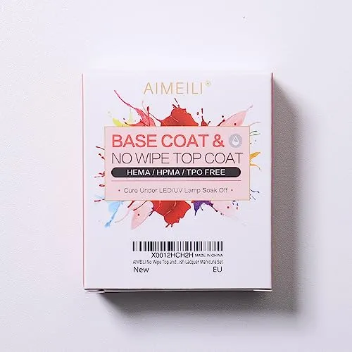AIMEILI UV LED Gellack Gel Nagellack Base & No Wipe Top Coat Unterlack & Überlack Set Gel Polish 2×8ml